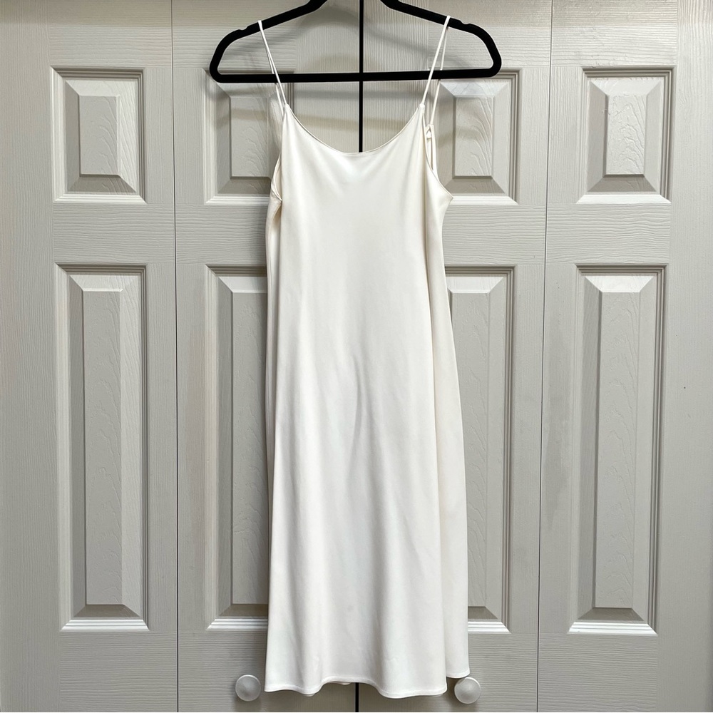 Helmut Lang Womens Spaghetti Strap Slip Dress Ivory Viscose Blend Size L